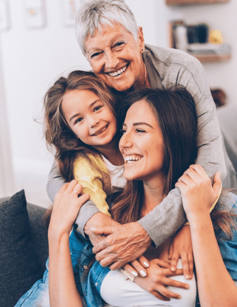 An adult daughter with her aging mother and child, the Second Half 365 audience